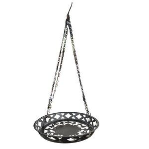 Black Metal Hanging Planter Basket with Decorative Chains Indoor Outdoor Rustic